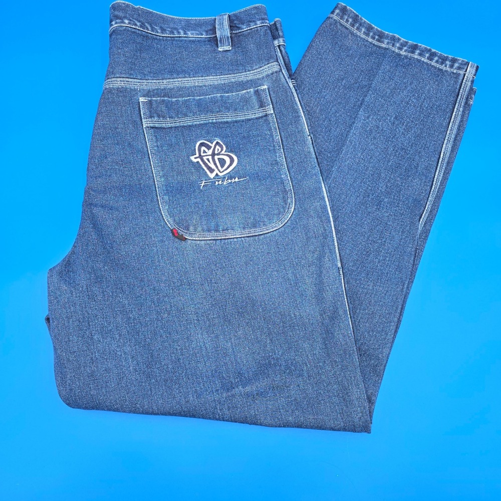 VINTAGE FUBU The Collection Baggy Denim Jeans W42 L34‎ 90s Y2K Hip Hop